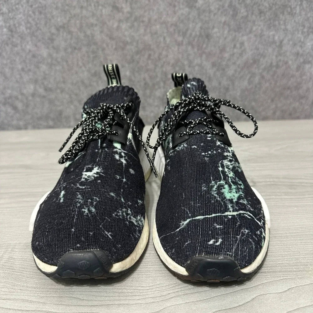 Adidas NMD R1 Primeknit Mens Size 10 Black‎ Green Marble Aero Green BB7996